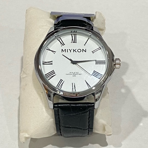 Miykon Men's Watch Roman Numeral Hour Leather Band - Picture 5 of 6